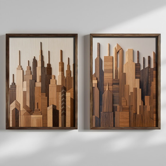Wallity NAL205-46 Set de 2 Pinturas Decorativas enmarcadas en MDF